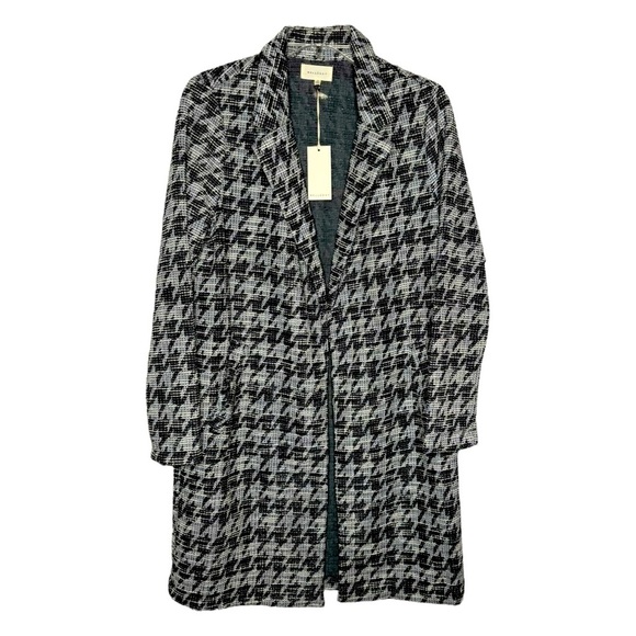 NWT - MELLODAY Gray, Black & Silver Sparkle Houndstooth Duster Jacket Size Small - Picture 1 of 6